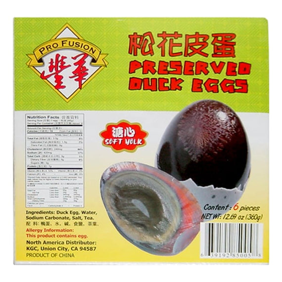 PRO FUSION (Century egg) Preserved Soft Yolk Duck Eggs (6 Pieces)  豐華 溏心松花皮蛋 6枚