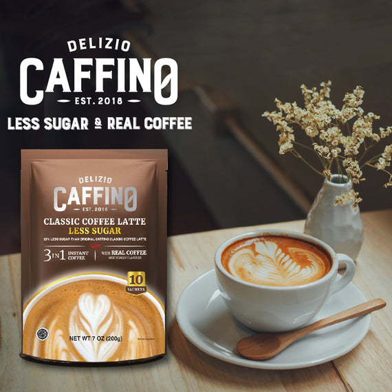 Caffino 3-IN-1 Classic Coffee Latte less sugar（10 Sachets/Bag） 少糖三合一咖啡 （10小包）