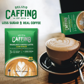 CAFFINO 3-IN-1 Hazelnut Coffee Latte Less Sugar (10 Sachets/Bag) 三合一榛果拿鐵少糖