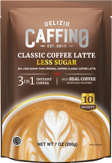 CAFFINO 3-IN-1 Classic Coffee Latte Less Sugar (10 Sachets/Bag) 三合一咖啡拿鐵少糖