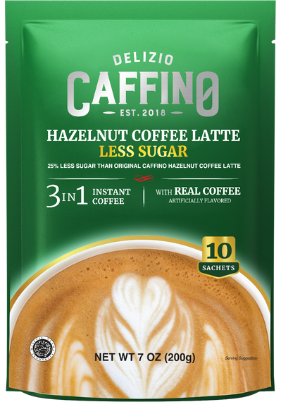 CAFFINO 3-IN-1 Hazelnut Coffee Latte Less Sugar (10 Sachets/Bag) 三合一榛果拿鐵少糖