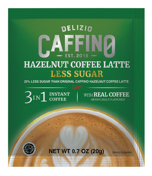 CAFFINO 3-IN-1 Hazelnut Coffee Latte Less Sugar (10 Sachets/Bag) 三合一榛果拿鐵少糖