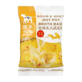 HAPPY LAMB SOUR & SPICY HOT POT BROTH BASE 快樂小羊 酸辣味火鍋底料 220G