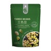Packaging of YAMATA THREE BEANS snack showing the product name in English and Chinese, along with images of the three-colored beans (green, black, and white) on the front.