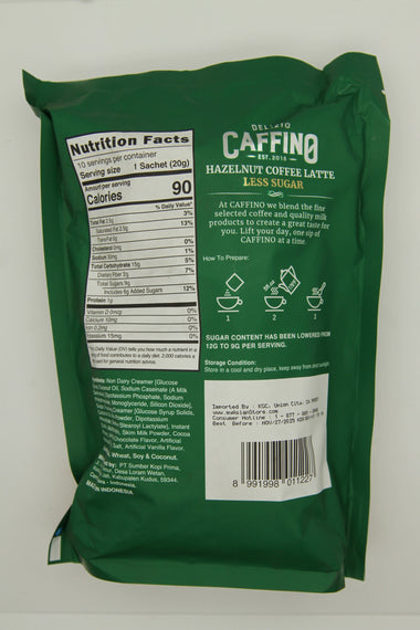 CAFFINO 3-IN-1 Hazelnut Coffee Latte Less Sugar (10 Sachets/Bag) 三合一榛果拿鐵少糖