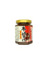 Jar of pickled product with a label on a white background