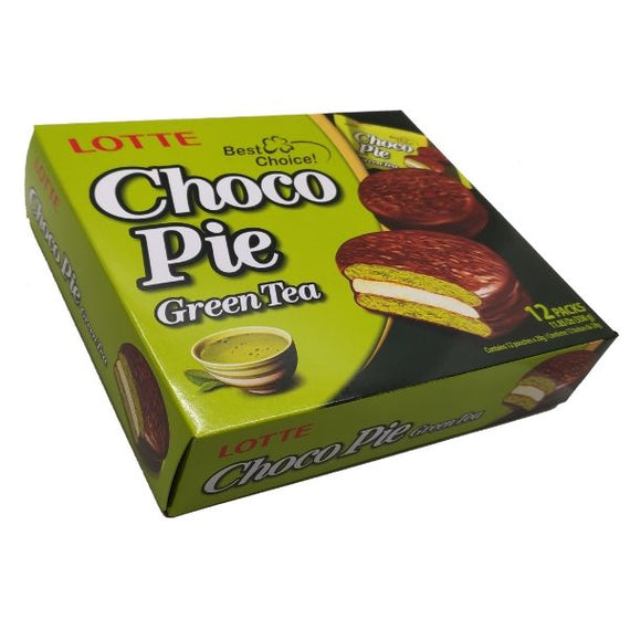 LOTTE Green Tea Choco Pie (12 Packs) 樂天 棉花糖夾心巧克力派 抹茶味