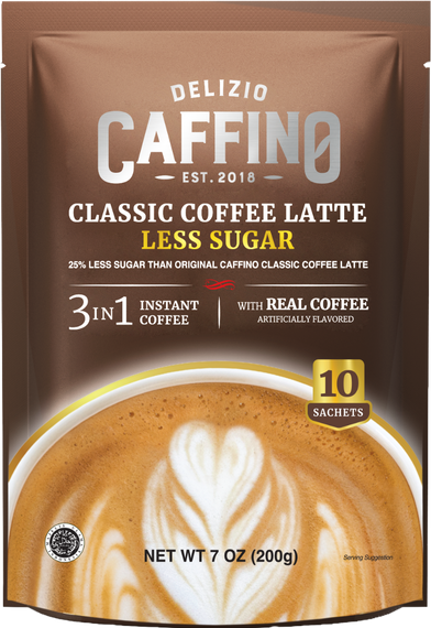 Caffino 3-IN-1 Classic Coffee Latte less sugar（10 Sachets/Bag） 少糖三合一咖啡 （10小包）